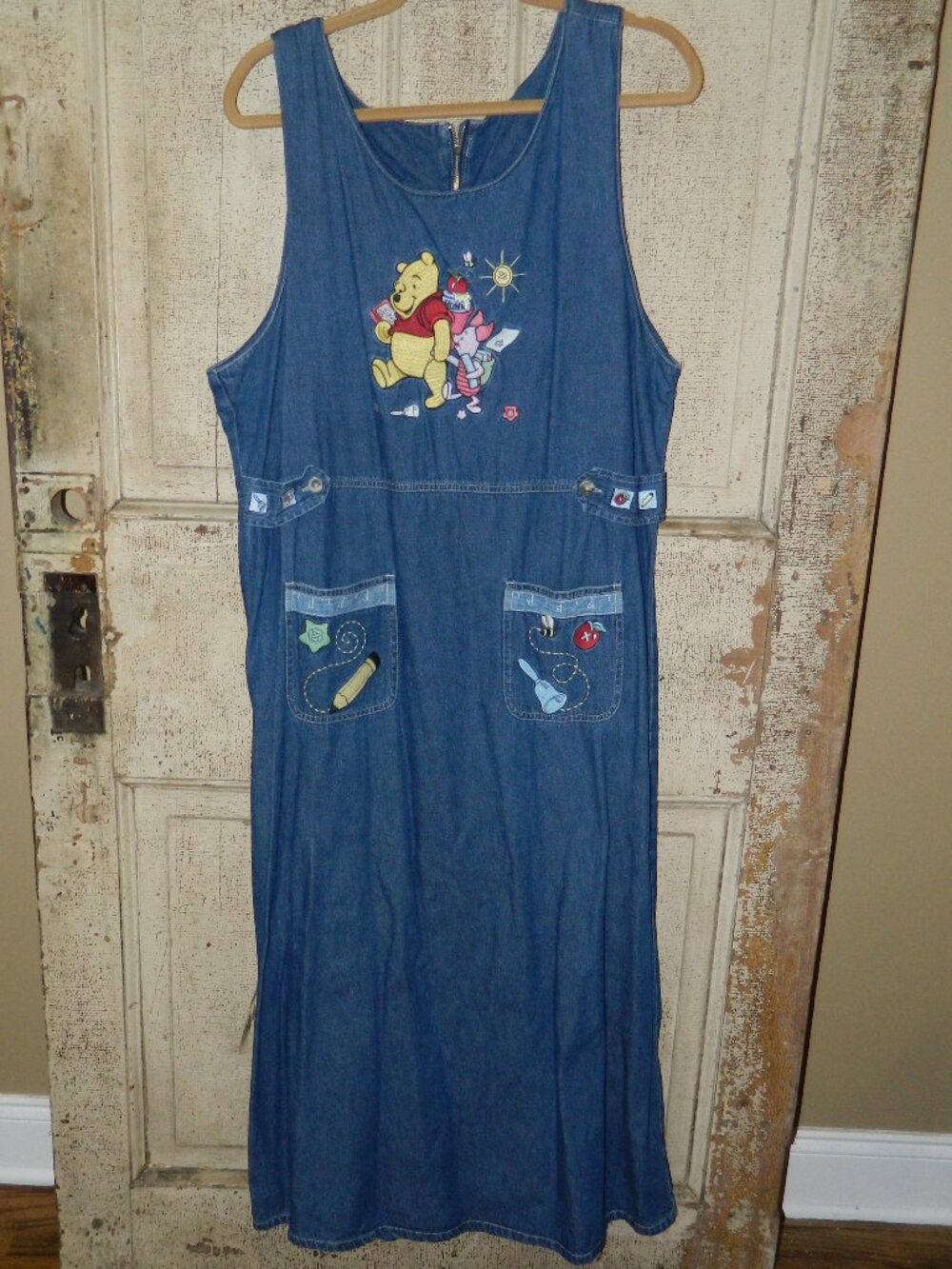 VTG Disney Catalog Winnie the Pooh Denim Teacher’s Maxi Dress Sz L (XX-16)